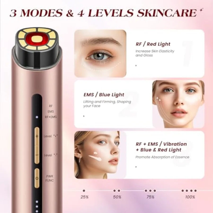 Microcurrent Facial Device Three Modes Red Light Therapy Face Neck