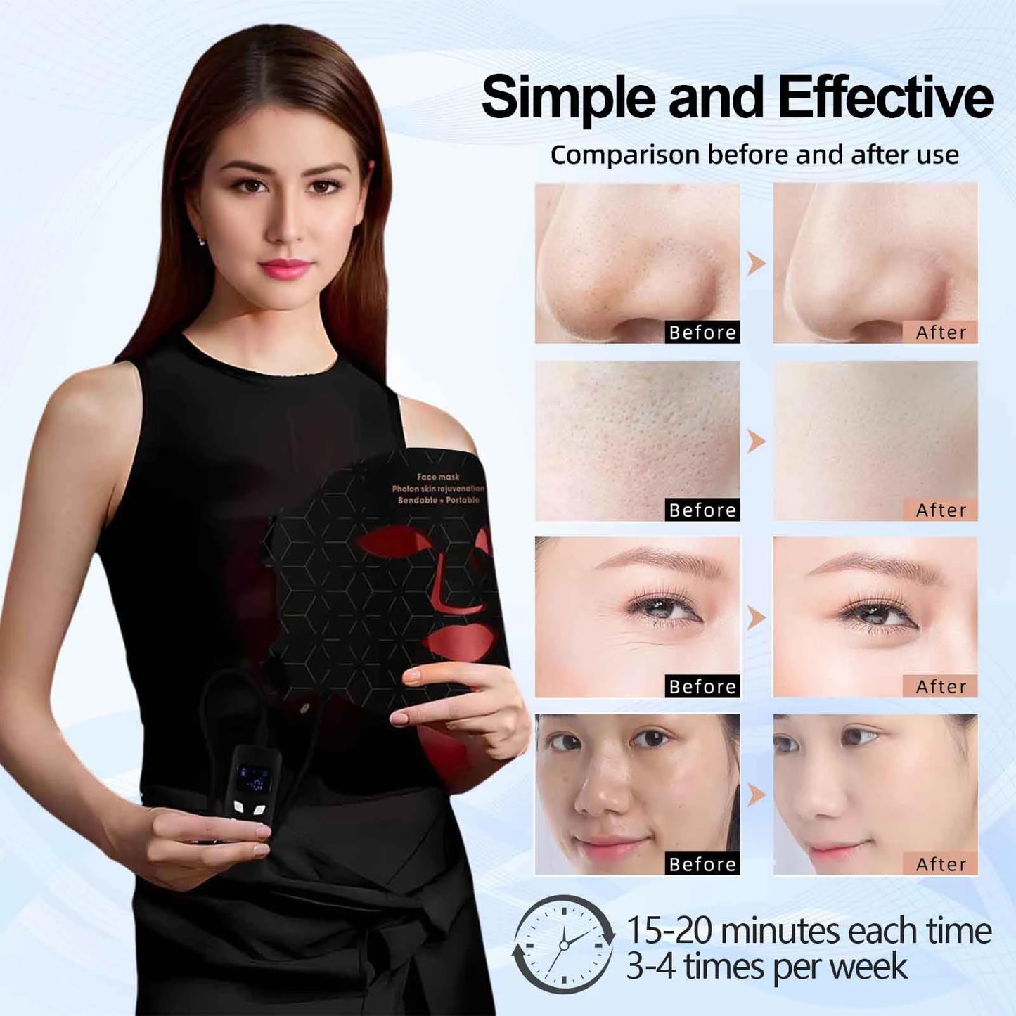 UBilli 4 Modes Portable Led Face Mask Red Light Therapy