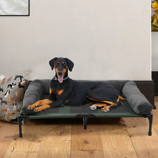BINGOPAW Elevated Pet Lounger Bed For Dogs And Cats With Detachable Plush Bolster