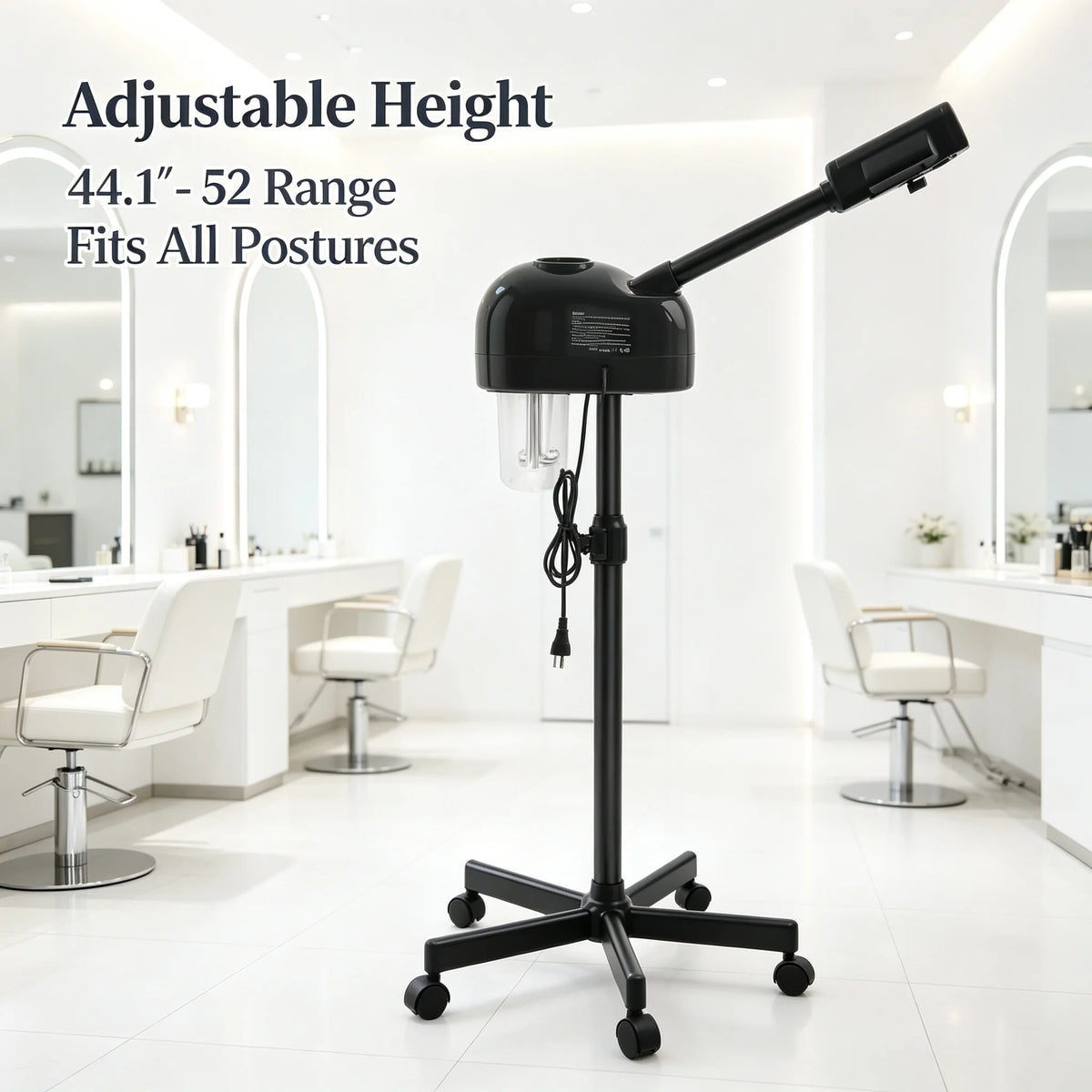 Bymaocar Professional Facial Steamer With Adjustable Height And Rotating Nozzle