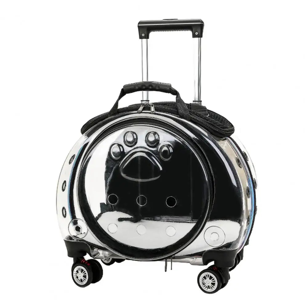 Pet Trolley Case With Clear Ventilation Holes And Silent Wheels Portable
