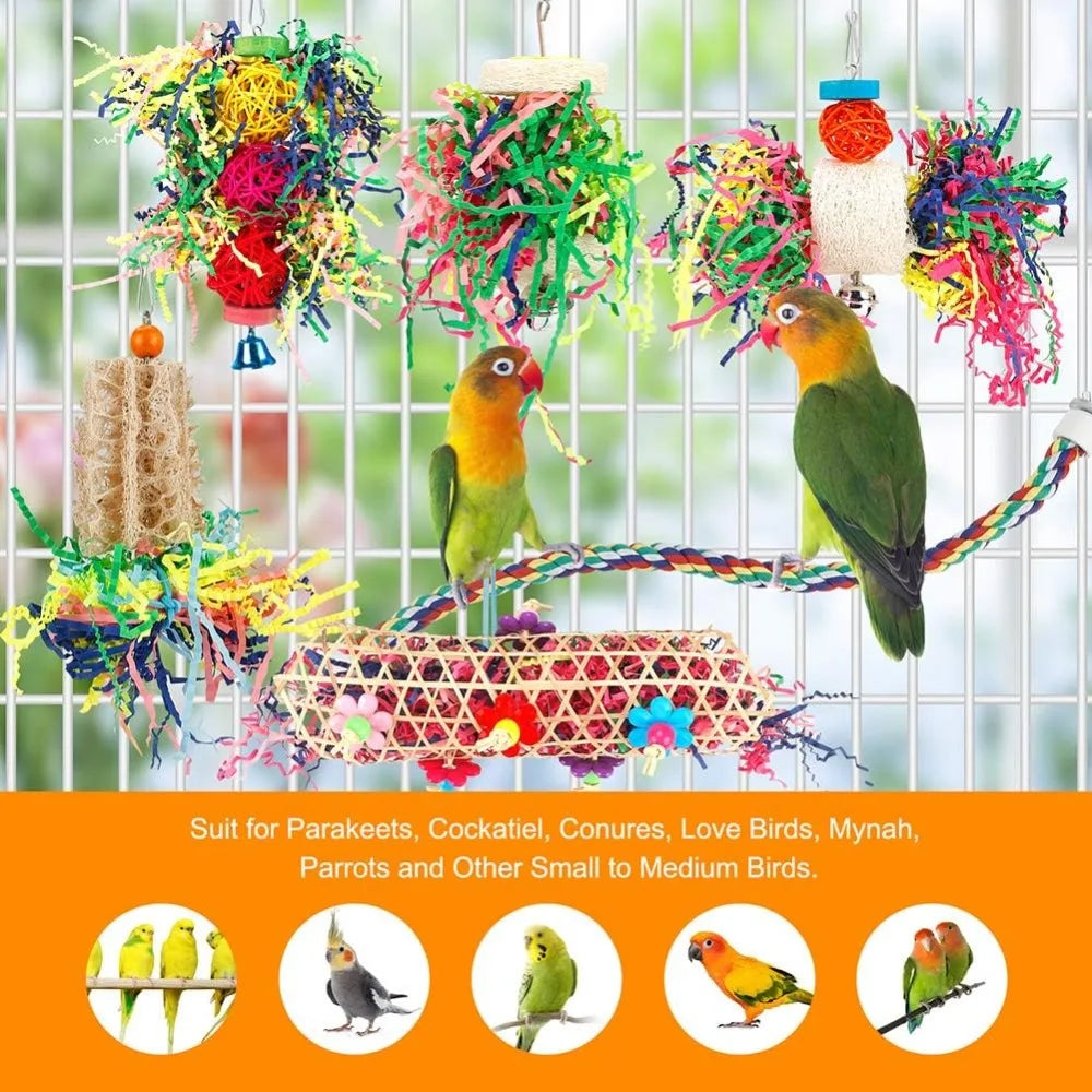 Bird Chew Toys Cage Hanging Paper Ball Foraging Toys