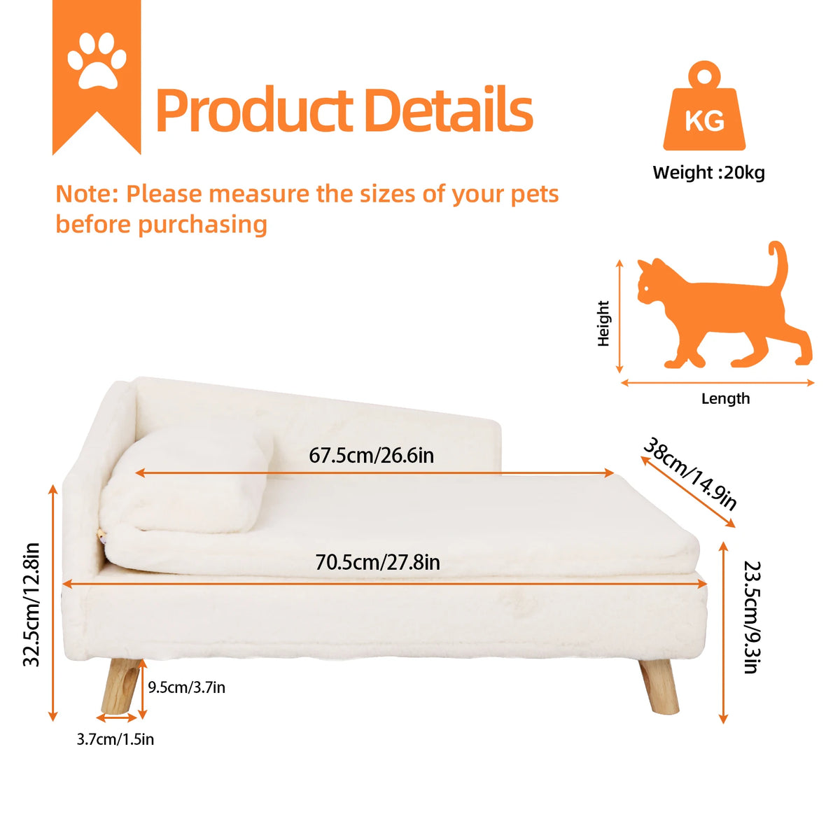 BINGOPAW Elevated Pet Sofa Bed With Waterproof Cozy Cushion