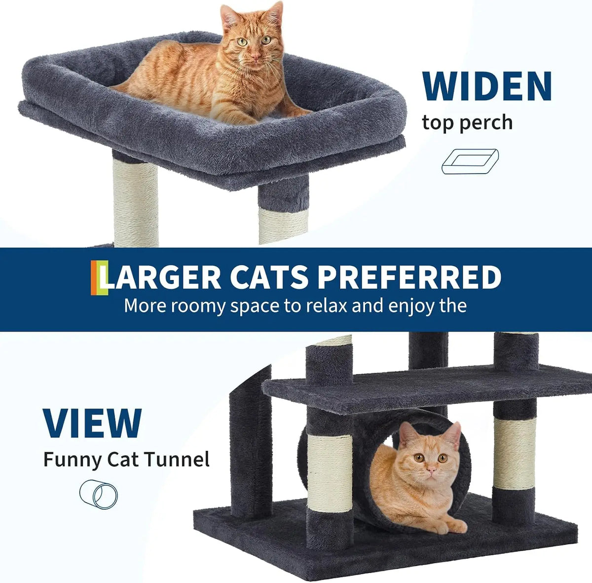 TWISTER CK Large Cat Tree Tower With Hammock And Condo
