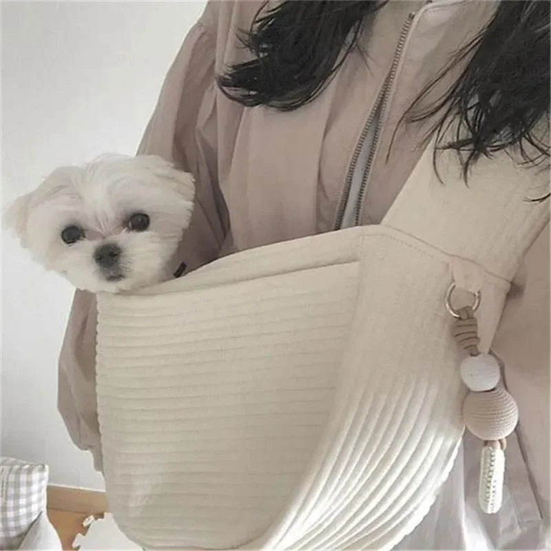 Pet Crossbody Sling Carrier Bag For Cats Dogs Canvas Travel Bag