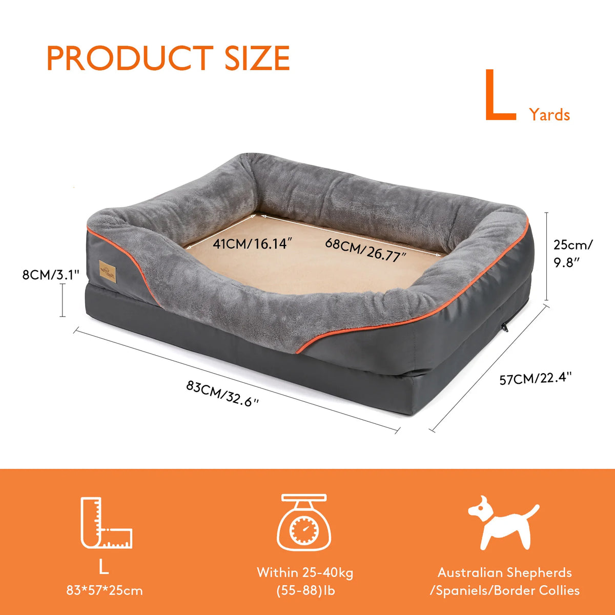 BINGOPAW Waterproof Washable Fleece Dog Bed With Removable Cover